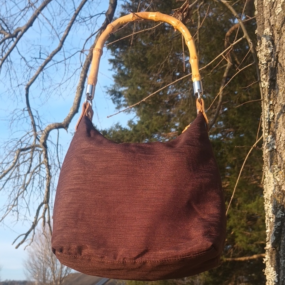 Vintage Hobo Bag with Bamboo Handle